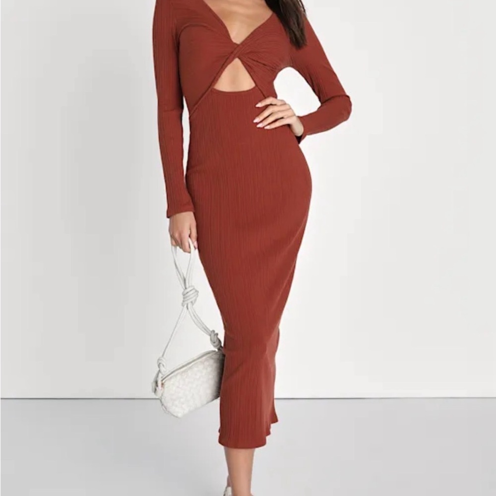Lulu's Terracotta Long Sleeve Dress